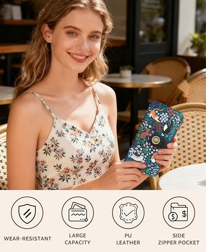 GIANCOMICS Cute Cat Womens Wallet RFID Blocking, Credit Card Holder Bifold | Billfold, Cute Cash Purse, Travel Zipper Coin Pocket, Compact Clutch, PU Leather, ID Window, 11 Card Slots, Ladies Gift Woman - Image 2