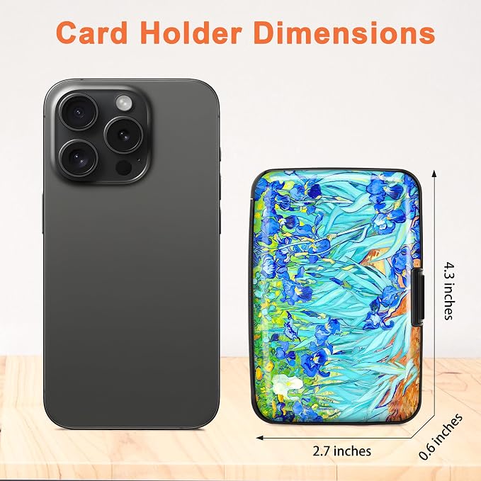 Mayski Credit Card Holder for Women RFID Blocking Wallet, Floral Art | Card Wallets for Women Small Mini Business Metal Accordion Aluminum Alloy Hard Case for Men - Image 5