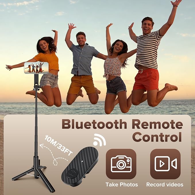 64" Magnetic Tripod for Phone, Auto-Open Tripod with 360° Rotatable | Phone Stand with Metal Ring & Rechargeable Remote for iPhone/Android Photography/Vlogging - Image 5