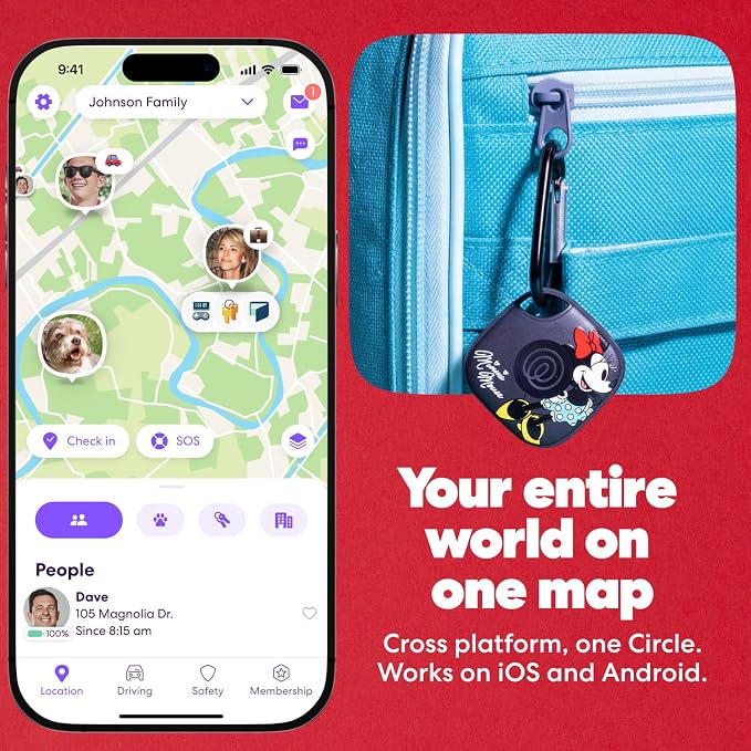 Life360 Tile Starter Pack - Minnie Mouse - Bluetooth Trackers and Item Finders for Keys, Wallets & More. Both iOS and Android Compatible. Phone Finder. 2-Pack (Black Mate/Slim) - Image 3