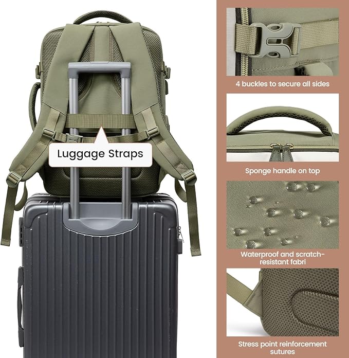LOVEVOOK 50L Travel Backpack Carry On Airline Approved, Large Backpack with 3 Packing Cubes, TSA Travel Essentials Carry On Bag, Waterproof Weekender Overnight Luggage Daypack, Fits 18 Inch Laptop - Image 5