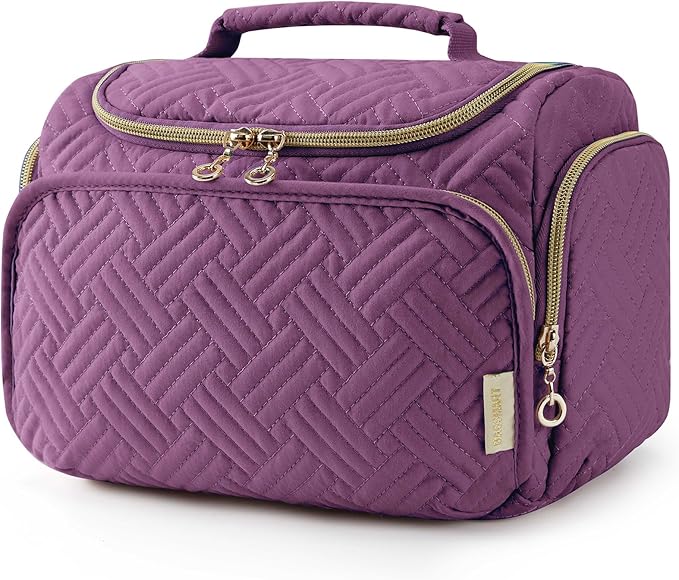 BAGSMART Travel Toiletry Bag for Women, Cosmetic Bag Makeup Bag Organizer with Handle, Travel Bag for Toiletries, Travel Accessories, Full Sized Container by BAGSMART