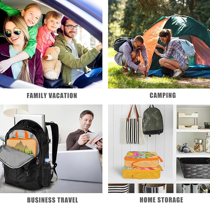 6 Set Packing Cubes Compression Bags for Travel, Floral Packing Organizers for Luggage with Shoe Bags for Packing In Suitcase, Colorful Compression Bags for Storage Trip and Family Vacation - Image 8