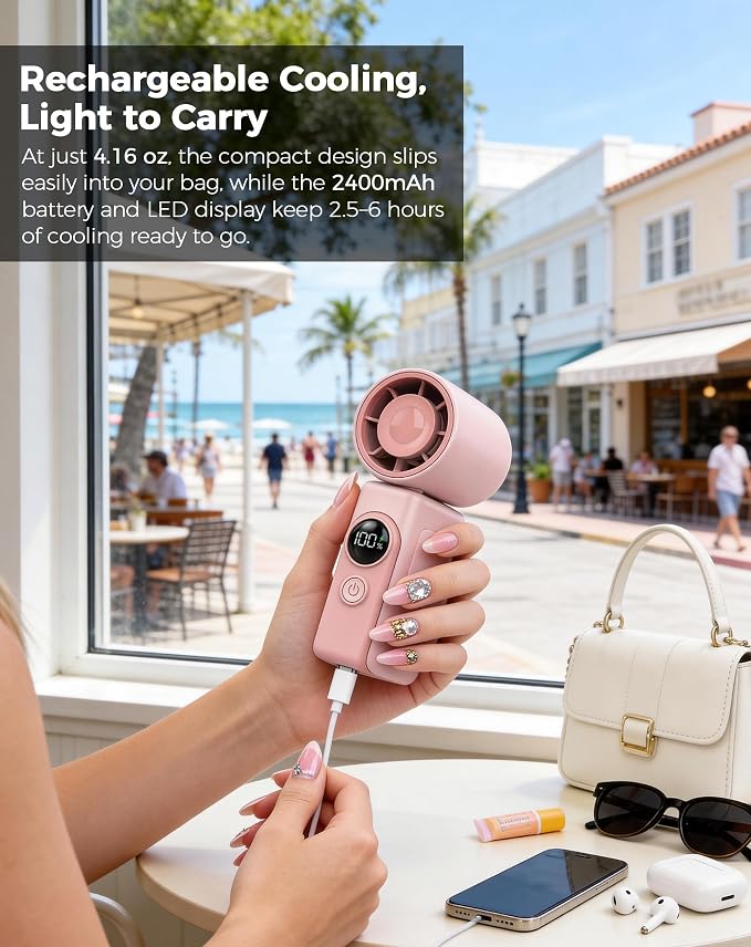 Hotsales Clip-On Portable Fan for Strollers, Handheld Turbo Fan for Travel | Small But Mighty Mini Fan, Detachable 360° Rotating Clip, LED Display, Rechargeable, Summer Outings, Gifts For Women And Men - Image 7