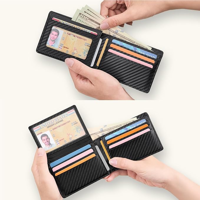 Tipmile Wallet for Men Slim RFID Blocking Credit Card Holder, Minimalist Men Wallets 12 Cards with 2 ID Windows & Cash Slot, Bifold Front Pocket Wallet Gifts for Men - Image 5