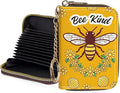 Credit Card Holder for Women,Small Rfid Wallet with Keychain Zipper,Cute PU Leather Card Case Wallet，Accordion Credit Card Wallets Gift,Bee kind by Unknown