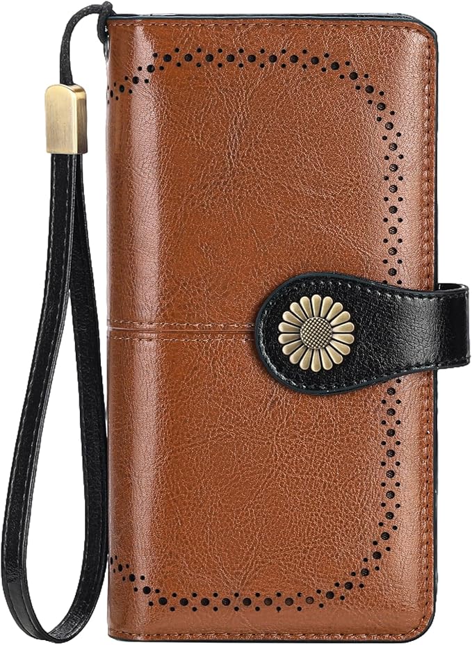 SENDEFN Wallets for Women Leather Credit Card Holder with RFID Blocking Large Capacity Wristlet | with RFID Blocking by SENDEFN