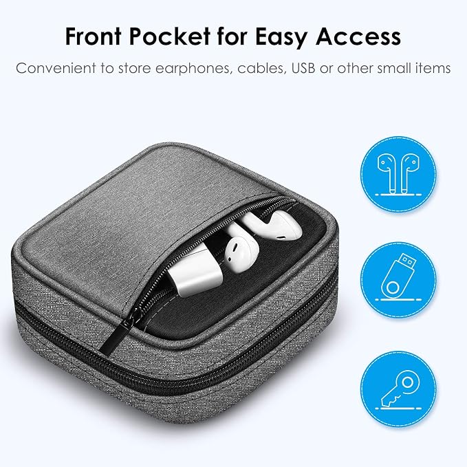 FINPAC Charger Case for MacBook, Small Electronic Organizer Pouch Bag | Portable Travel Storage for MacBook Power Adapter, Laptop Accessories, Magic Mouse, USB Drives, Gadgets, Gray - Image 4