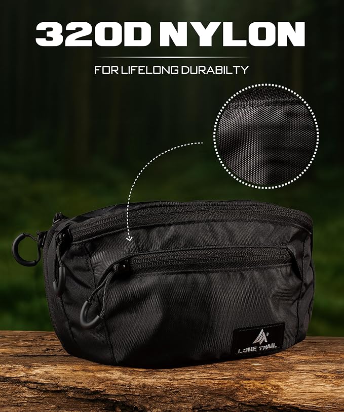 Subcompact Concealed Carry Fanny Pack - Tactical CCW Waist Bag | PU-coated 420D nylon, rear quick-access pocket with anchor strap, adjustable to 60in waist - Image 8