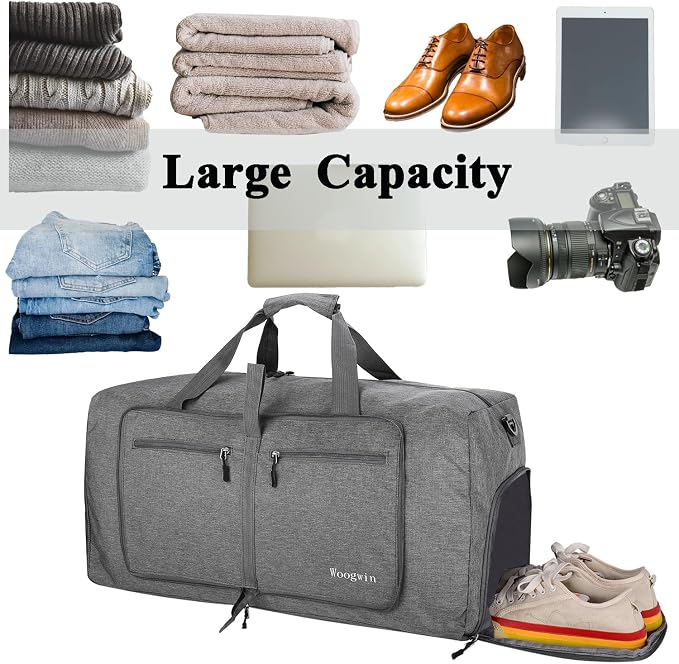 Woogwin Travel Duffel Bag Large Foldable Waterproof Overnight Bag for Beach Swim Bags Pool Sports Gym - Image 5