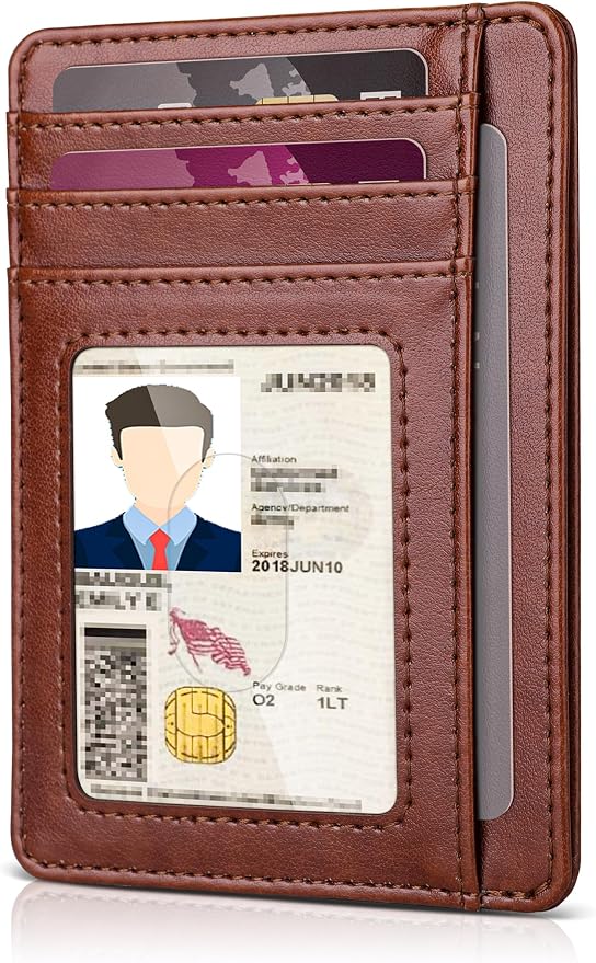 Teskyer Slim Minimalist Wallet for Men, RFID Front Pocket Card Holder | Ultra Slim Front Pocket Design, 8 Card Slots, RFID Protection, Smooth Faux Leather for Everyday Carry by TESKYER