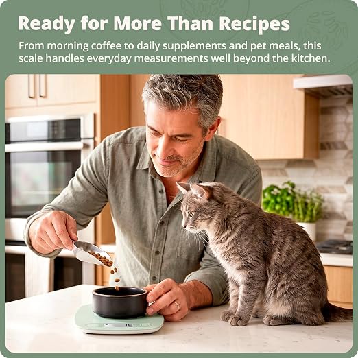 Greater Goods Food Scale, Slim & Compact Build, 1g Precision (Sage Green) | Digital Kitchen Scale for Cooking, Meal Prep & Portion Control, Tare, Auto Shut-Off, g/oz/lb/ml Conversion & Calorie Tracking - Image 5