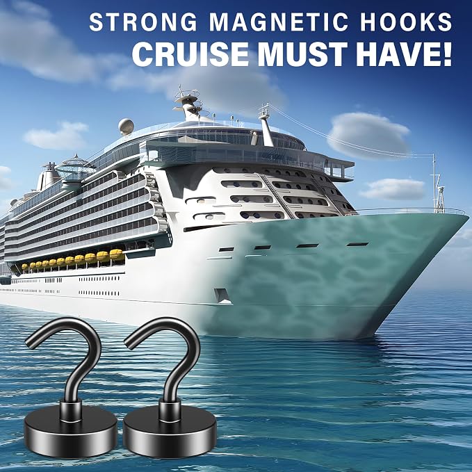 FINDMAG Magnetic Hooks for Cruise Cabins, 20 Pack 50LB+ Black Magnet Hooks | Strong Neodymium Magnets with Hooks for Hanging, Locker, Grill, Fridge, Classroom, Kitchen, Cruise Essentials 2026 - Image 2