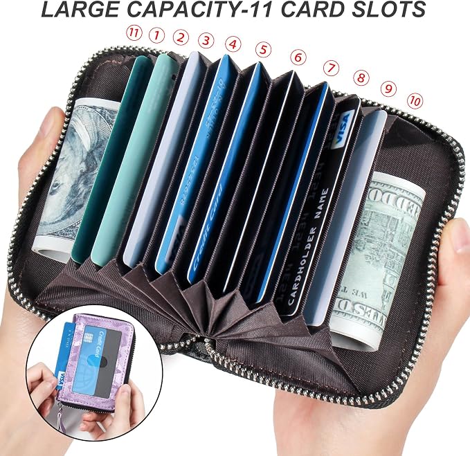 Credit Card Wallet, RFID Card Case Wallet, Zipper Card Cases Holder for Men Women, RFID Blocking, KeyChain Wallet, Compact Size Card Organizer Case for Women - Image 3