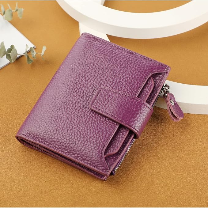 Small Compact Women Wallet RFID Blocking Genuine Leather Bifold Purse with ID Windows - Image 6
