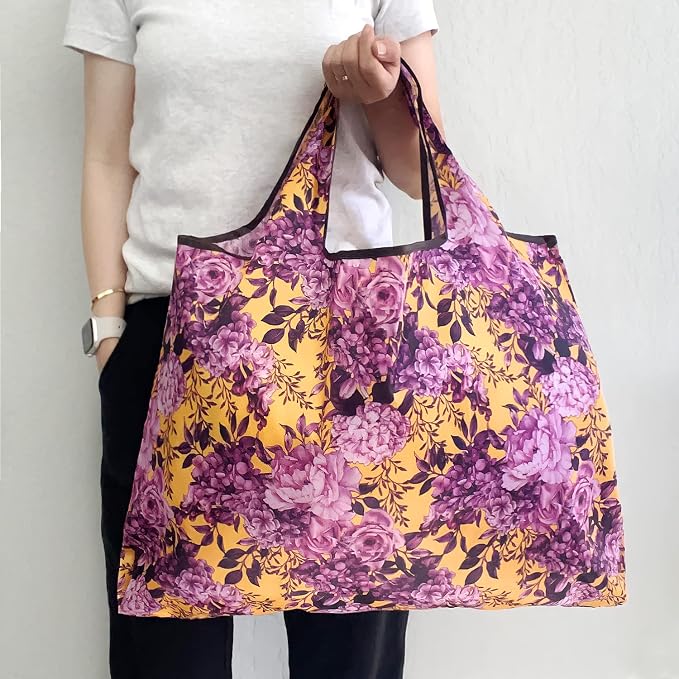 allydrew Large Foldable Tote Nylon Reusable Grocery Bags - Image 2