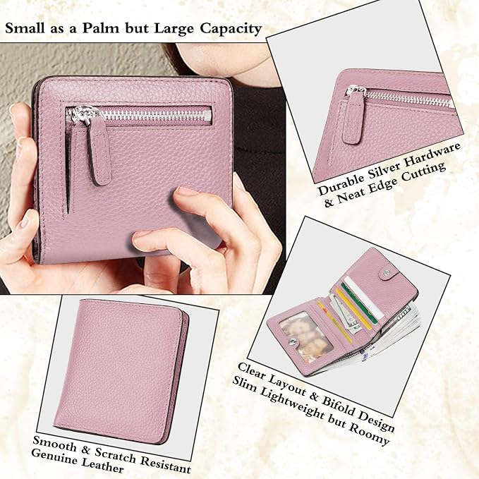 Small Leather Wallet for Women, Ladies Credit Card Holder RFID Blocking Women's Mini Bifold Pocket Purse - Image 3