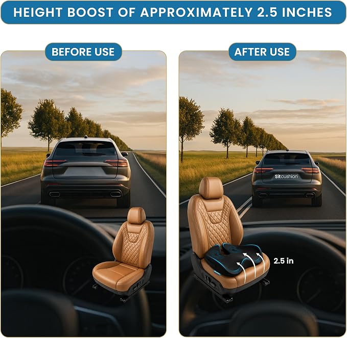 Car Seat Cushion for Driving, Sciatica Pain Relief Car Pillow and Seat Pad | Extra Large Driver Seat Cushion Offers Broad Car-Seat Coverage to Ease Hip and Tailbone Pressure During Long Drives (Black) - Image 5