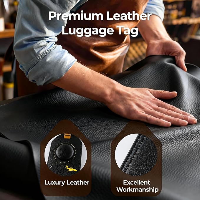 MiLi Smart Bluetooth Luggage Tracker Tag for iOS & Android | Works with Apple Find My & Google Find Hub, Anti-Lost Leather Travel Locator for Suitcase, Backpack, Black - Image 6