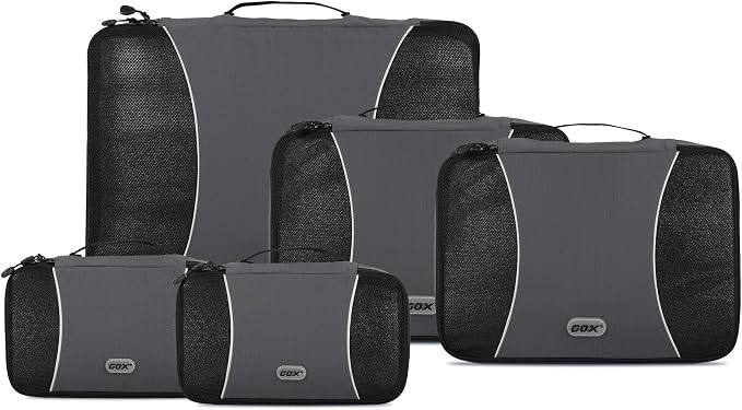 GOX Ultra Light 5 piece Packing Cubes Travel Luggage Organizer 1 Large 2 Medium 2 Small by GOX