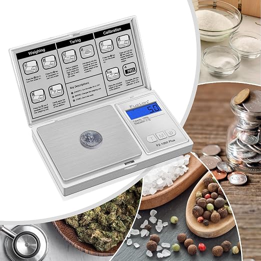 Fuzion Digital Pocket Gram Scale 0.1g/1000g - Small Kitchen Scale with Tray | Weighs Small Food, Spice, Herb, Coin - Easy of Use, LCD Display, Tare Function, 6 Modes Ounces Grains, Batteries Included - Image 6