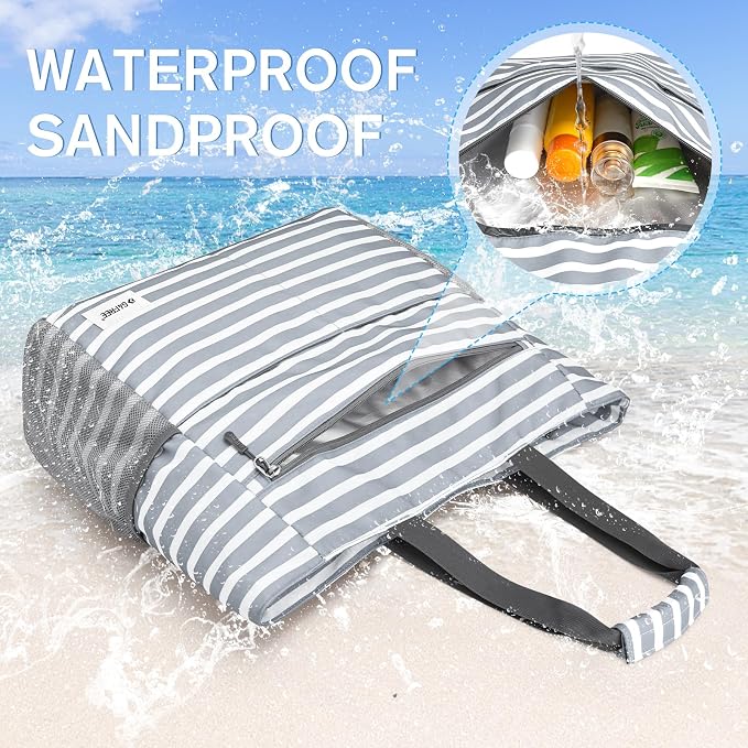 G4Free Beach Bag, Waterproof Sandproof Beach Tote Bag, Large Capacity Foldable for Women - Image 7