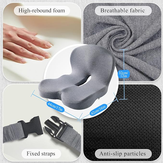 Seat Cushion with Lumbar Support Pillow, Back and Seat Cushion for Office | Ergonomic L-Shaped Car Seat Cushion for Cars, Wheelchairs, Truck Seat Cushion for Sciatica & Lower Back Pain Relief - Image 3