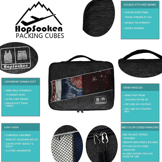 5 Set Packing Cubes for Travel Large Suitcase Luggage Organizer Bags Travel Accessories Vacation 4 Cubes 1 Laundry Pouch Bag - Image 6