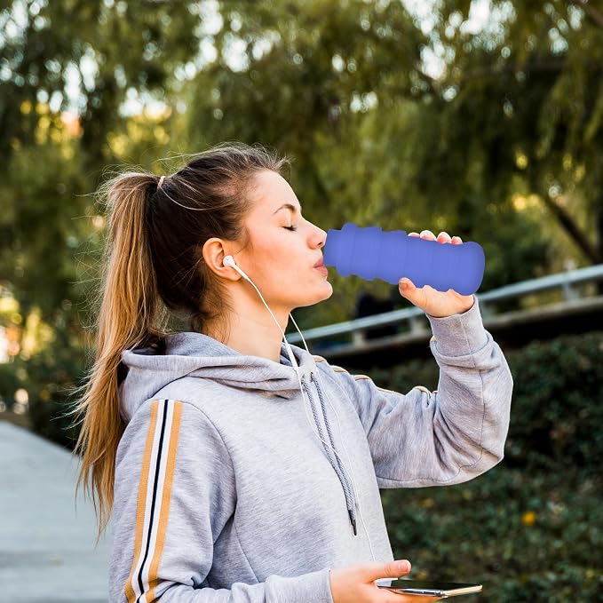 Collapsible Water Bottles 17oz, Odorless BPA-Free Silicone, Leak-Proof Foldable Reusable Bottle - Perfect for Travel Sports Gym Hiking Camping Cycling - Purple - Image 7