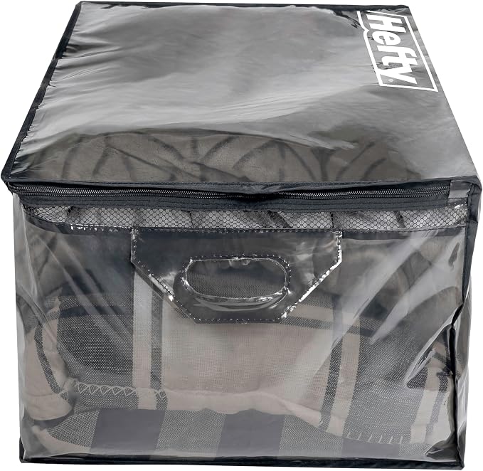 Hefty Storage Bags Extra Large Double Zipper Backpack, Heavy Duty Water Resistant Moving Totes with Shoulder Straps, Foldable Reusable Packing Organizers, 2 Pack (X-Large Black) - Image 7