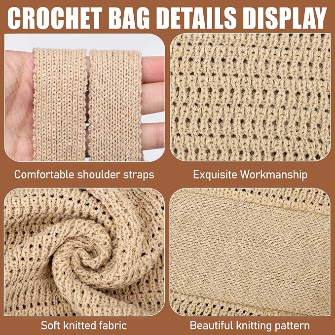 hatisan Crochet Bag for Women, Handmade Knit Beach Tote Bag Summer - Image 6