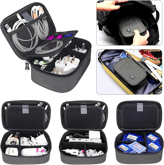 Travel Electronics Organizer Small Carrying Case for Cables Phone Chargers USB Plugs Power Cords Earbuds Adapter Tech Accessories Pouch -Special Edition - Image 4