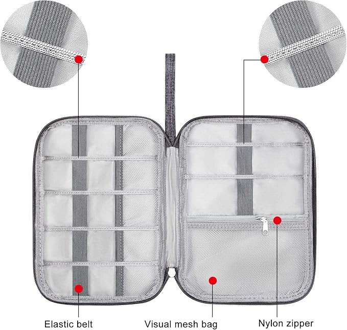 SELLYFELLY Travel Electronics Organizer Portable Cable Organizer Bag for Storage Electronic Accessories Case for Cord,Phone,Charger,Flash Drive (Gray) - Image 5