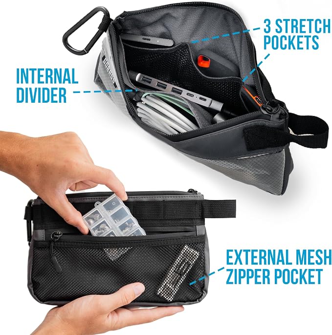 Production Zipper Bags - Electronics & Camera Accessories Bag - Cable organizer, Gear Accessory Pouch, Travel Camera Essentials (Small, Gray) - Image 2