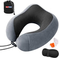 Airplane Pillow, Travel Neck Pillow with Memory Foam - Adjustable Buckle & Machine Washable Cover for Neck Support, Includes Eye Mask & Ear Plugs (Grey) by WeiTrust