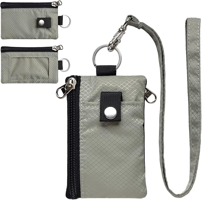 CHENSPRX Minimalist RFID Blocking Small Wallet with ID Window,WaterResistant Zip Id Case Wallet with Lanyard Keychain for Cards,Cash,Travel,Women,Men by CHENSPRX