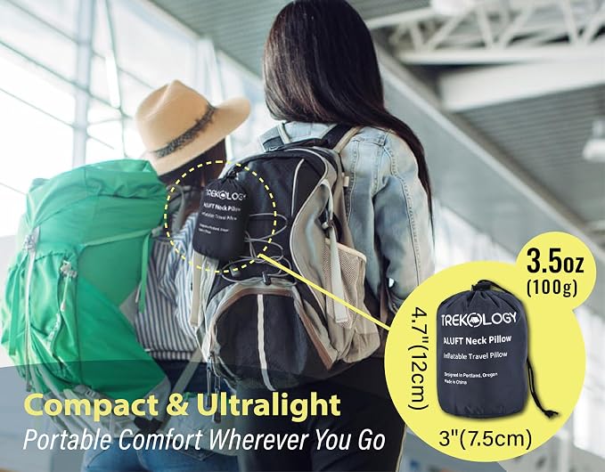 TREKOLOGY Inflatable Neck Pillow for Traveling - Inflatable Travel Pillow for Airplanes - Neck Air Pillow, Blow Up Travel Pillows for Neck Support - Image 3