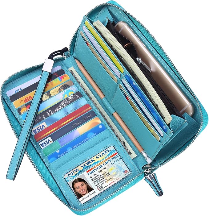 Small Compact Women Wallet RFID Blocking Genuine Leather Bifold Purse with ID Windows by Lavemi