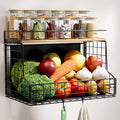 TIDIIABODE Magnetic Shelf for Fridge, Large Container Magnetic Spice Rack for Refrigerator, Fruit Potato and Onion Storage Bins, Magnetic Basket with Wood Lid, Kitchen Counter, Cabinet by TrashBagHolder