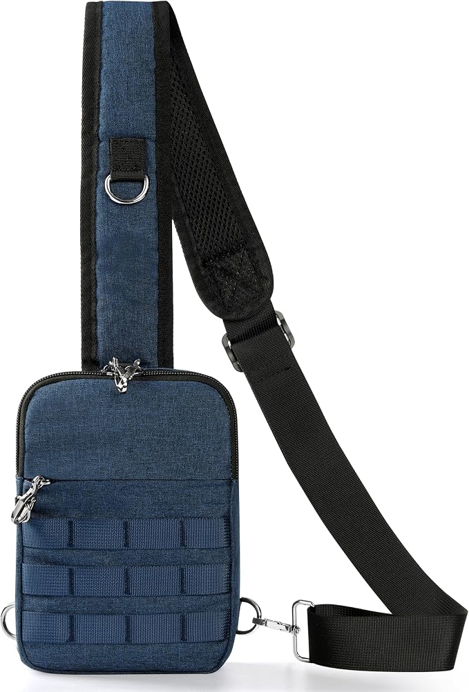 Anti Theft Sling Bag Tactical Small Shoulder Chest Crossbody Bag for Men Women with Zipper Lock RFID Blocking(blue) - Image 7