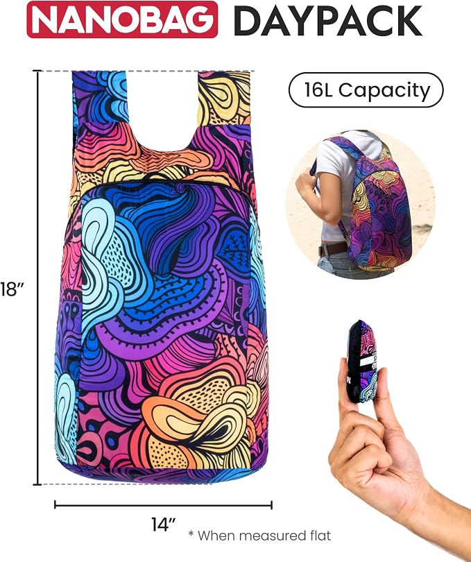 Nanobag Daypack 16L Ultralight Packable Foldable Travel Backpack for Hiking | 1.15 oz Portable Collapsible Pocket-Size with YKK Zipper and Wide Comfortable Shoulder Straps for Everyday Use and Sports - Image 3
