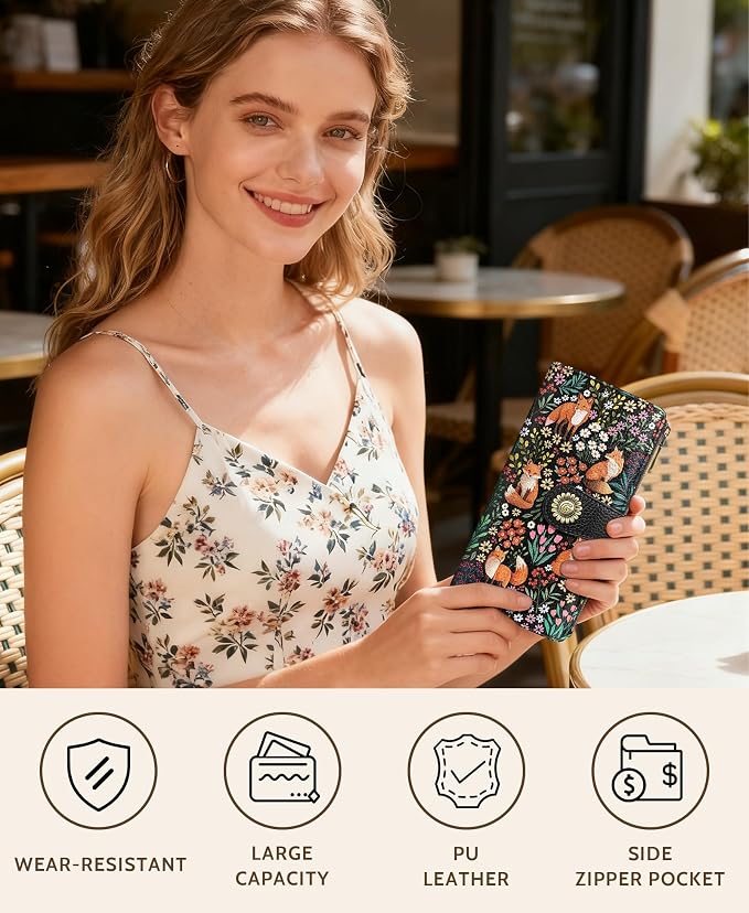GIANCOMICS Cute Fox Womens Wallet RFID Blocking, Credit Card Holder Bifold | Billfold, Cute Cash Purse, Travel Zipper Coin Pocket, Compact Clutch, PU Leather, ID Window, 11 Card Slots, Ladies Gift Woman - Image 2