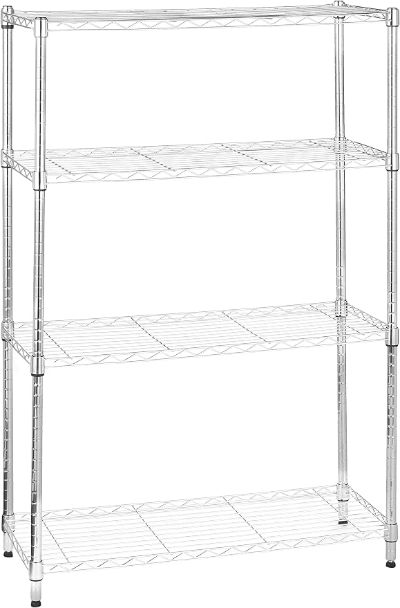Amazon Basics 4-Shelf Adjustable Heavy Duty Steel Wire Rack Storage Shelving Unit for Kitchen, Garage, Easy Assembly, 350 lbs Per Shelf, 36" x 14" x 54", Chrome Silver by AmazonBasics