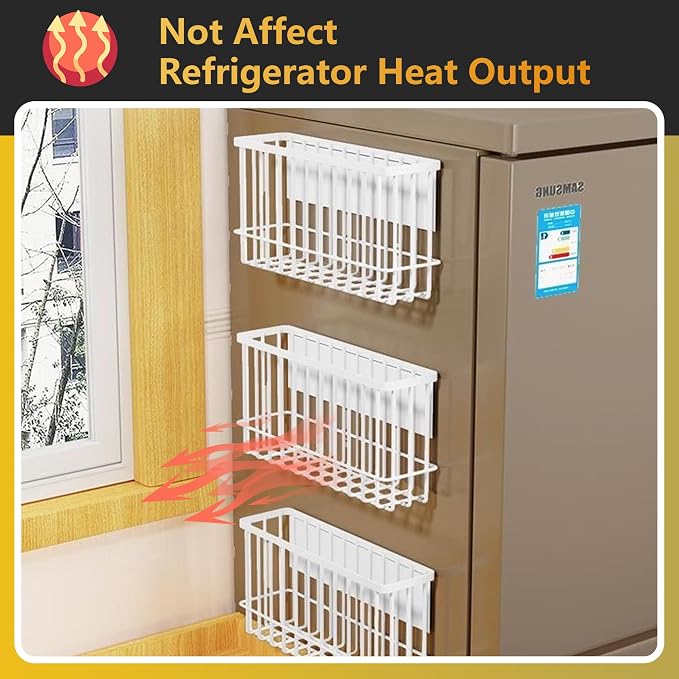 Magnetic Shelf Fridge Basket Bin for Washer Dryer Locker Whiteboard Cabinet | No Drilling No Assembly, Reusable Magnet Organizer Kitchen Laundry Storage Rack Container Holder Home Office Classroom - Image 2