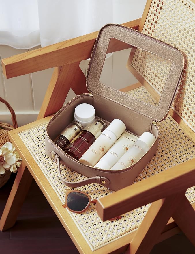 Clear Makeup Bag Travel Cosmetic Case Transparent Toiletry Bag with Zipper, Portable Make Up Organizer Traveling Compact Car Bag for Essentials, Gold, Large - Image 4