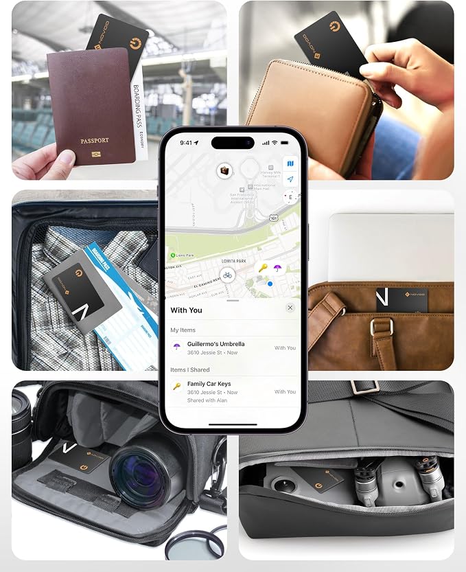 NOVOO Air Locator Tag (iOS Only) Wallet Tracker Card with Apple Find My | Smart Card Bluetooth Tracker, 6 Years Battery, IP68 Waterproof, 1.6mm Keys Finder and Item Locator for Keys, Bags, Passport - Image 8