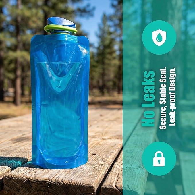 Jinora 3 Pack Collapsible Water Bottles for Travel – 23oz Foldable Water Bottle with Carabiner,Leakproof BPA-Free Water Jup, Portable Reusable Water Bottle for Hiking,Sports,Camping,Biking - Image 4