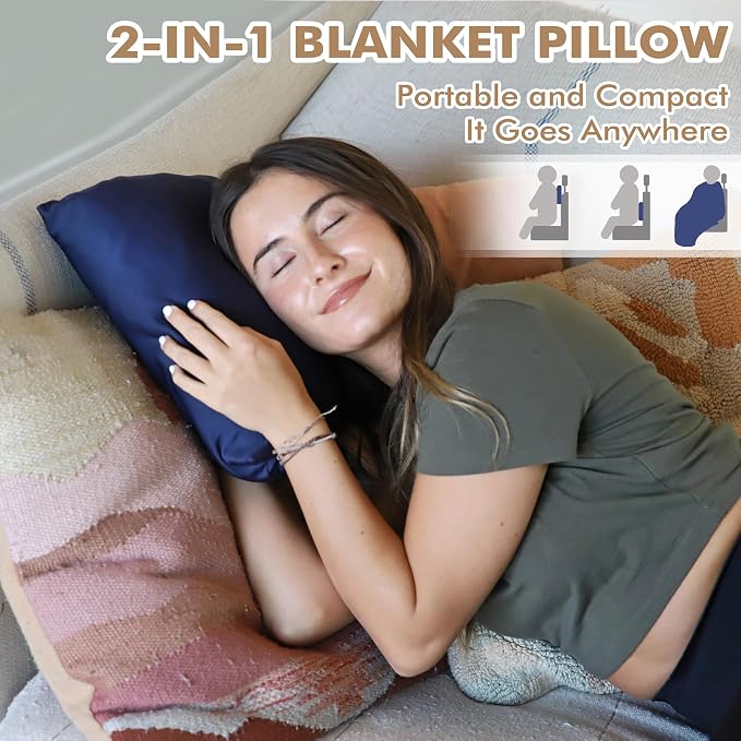Tirrinia Travel Blanket Airplane Office Poncho 4 in 1 Premium Cozy Fleece Portable Poncho Blankets with Built-in Bag, Pocket - Image 3