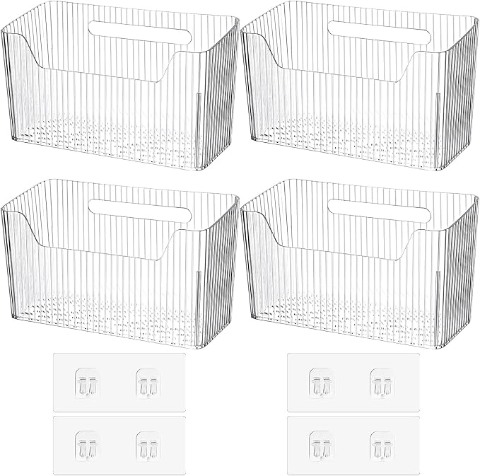 4pcs Adhesive Cabinet Door Storage Bin Wall Mounted Inside Over Cabinet Door Organizer Clear Storage Shelf Containers For Food Under Sink Storages Shelf Refrigerator Kitchen Bathroom Office - Image 8