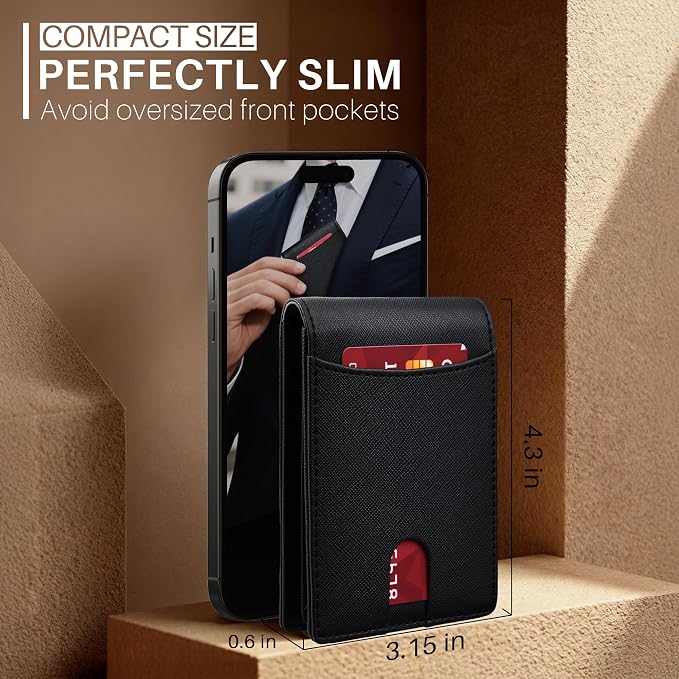 Tipmile Wallet for Men Slim RFID Blocking Credit Card Holder, Minimalist Men Wallets 12 Cards with 2 ID Windows & Cash Slot, Bifold Front Pocket Wallet Gifts for Men - Image 5